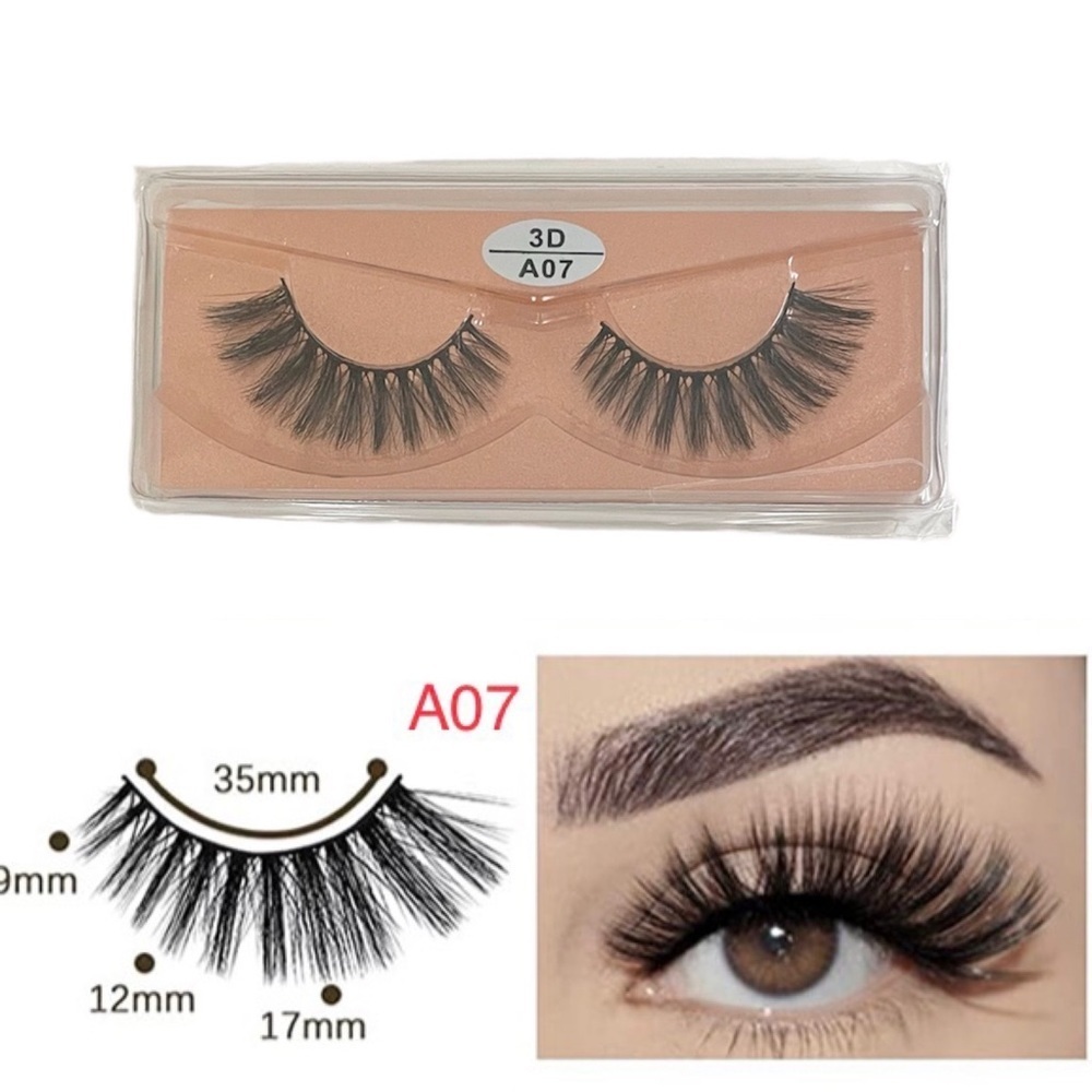 Vegan Faux Mink 3D Light-weight False Volume Eyelashes Style A07 (Lashes only)